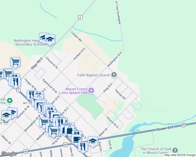 map of restaurants, bars, coffee shops, grocery stores, and more near 430 Wellington Street East in Wellington North