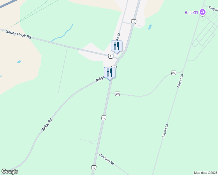 map of restaurants, bars, coffee shops, grocery stores, and more near 396 County Road 10 in Prince Edward