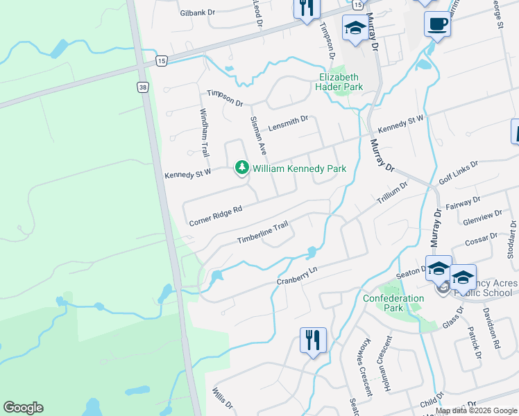 map of restaurants, bars, coffee shops, grocery stores, and more near 98 Corner Ridge Road in Aurora