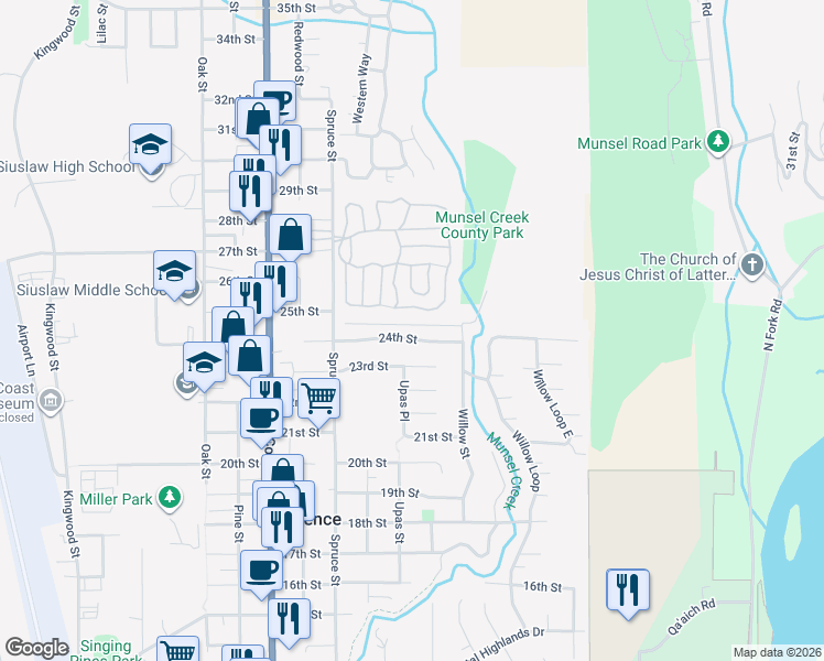 map of restaurants, bars, coffee shops, grocery stores, and more near 2332 24th Street in Florence
