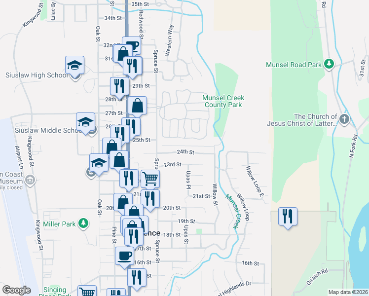 map of restaurants, bars, coffee shops, grocery stores, and more near 2215 24th Street in Florence