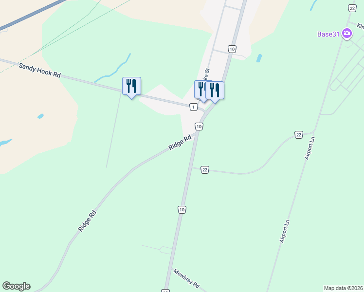 map of restaurants, bars, coffee shops, grocery stores, and more near 396 County Road 10 in Prince Edward