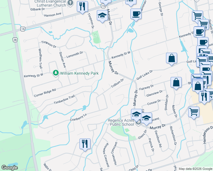 map of restaurants, bars, coffee shops, grocery stores, and more near 12 Greenbriar Court in Aurora