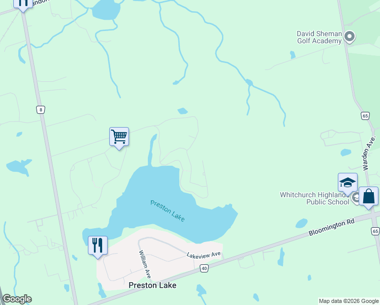 map of restaurants, bars, coffee shops, grocery stores, and more near 1 Parkhill Drive in Gormley