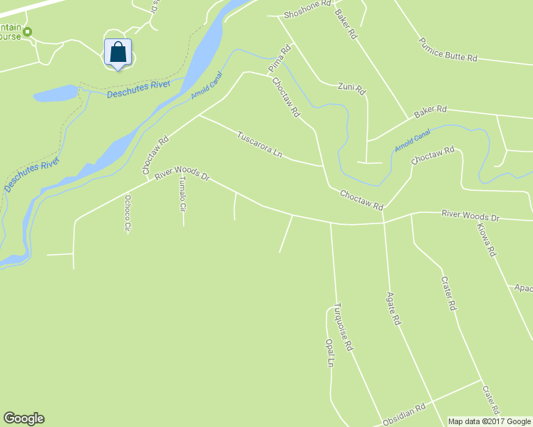 map of restaurants, bars, coffee shops, grocery stores, and more near 18865 River Woods Drive in Bend