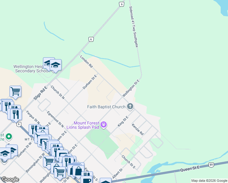 map of restaurants, bars, coffee shops, grocery stores, and more near 102 Broomer Crescent in Wellington North