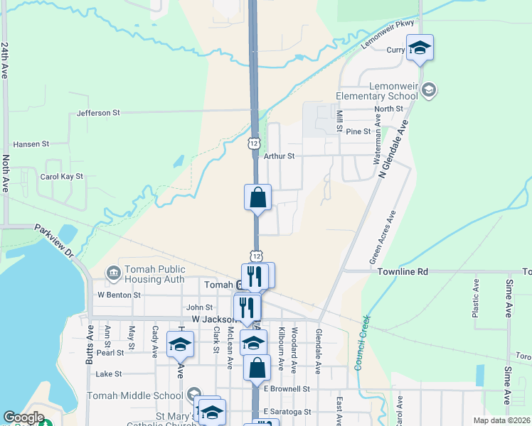 map of restaurants, bars, coffee shops, grocery stores, and more near 223 North Superior Avenue in Tomah