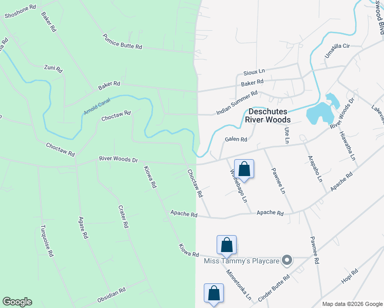 map of restaurants, bars, coffee shops, grocery stores, and more near 19186 Choctaw Road in Bend
