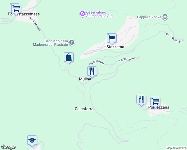 map of restaurants, bars, coffee shops, grocery stores, and more near 33 Via Stazzema in Mulina