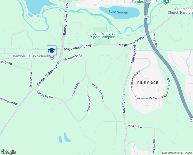 map of restaurants, bars, coffee shops, grocery stores, and more near 2234 Merrihills Drive Southwest in Rochester