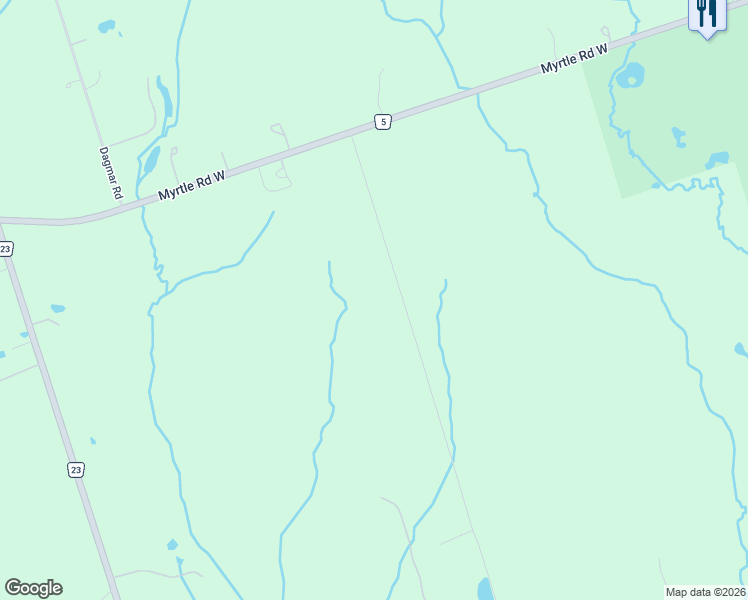 map of restaurants, bars, coffee shops, grocery stores, and more near 8700 Coronation Road in Whitby