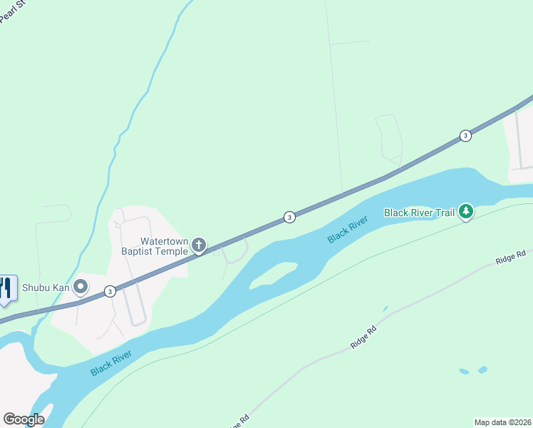 map of restaurants, bars, coffee shops, grocery stores, and more near 26411 New York 3 in Watertown