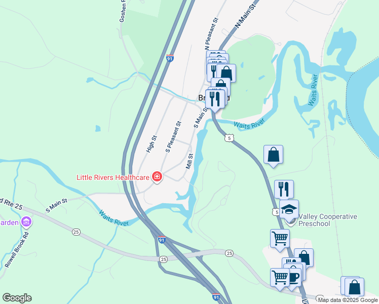 map of restaurants, bars, coffee shops, grocery stores, and more near 15 Cobblestone Alley in Bradford