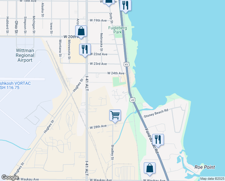map of restaurants, bars, coffee shops, grocery stores, and more near 175 Cimarron Court in Oshkosh