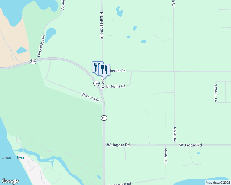 map of restaurants, bars, coffee shops, grocery stores, and more near 7169 No Name Road in Ludington