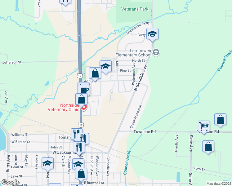 map of restaurants, bars, coffee shops, grocery stores, and more near 400 North Glendale Avenue in Tomah