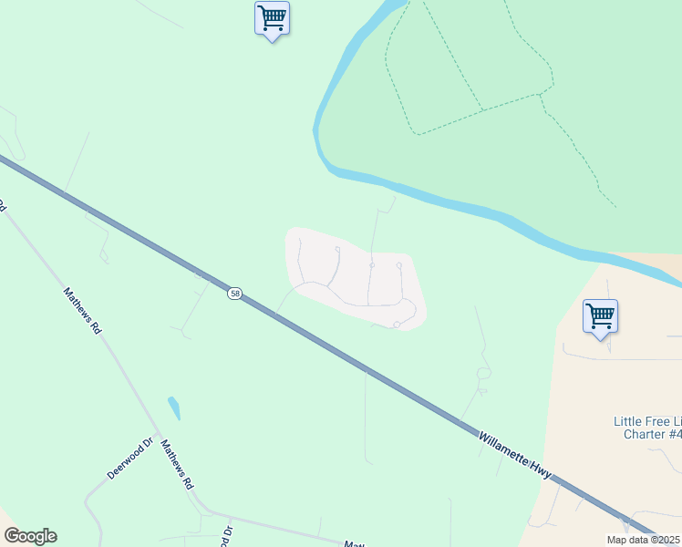 map of restaurants, bars, coffee shops, grocery stores, and more near 85679 Hampstead Lane in Eugene