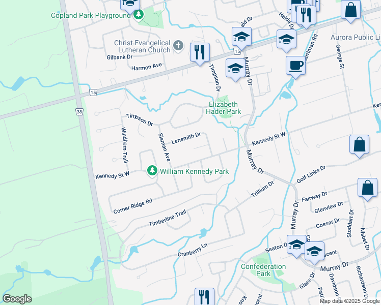 map of restaurants, bars, coffee shops, grocery stores, and more near 31 Cady Court in Aurora
