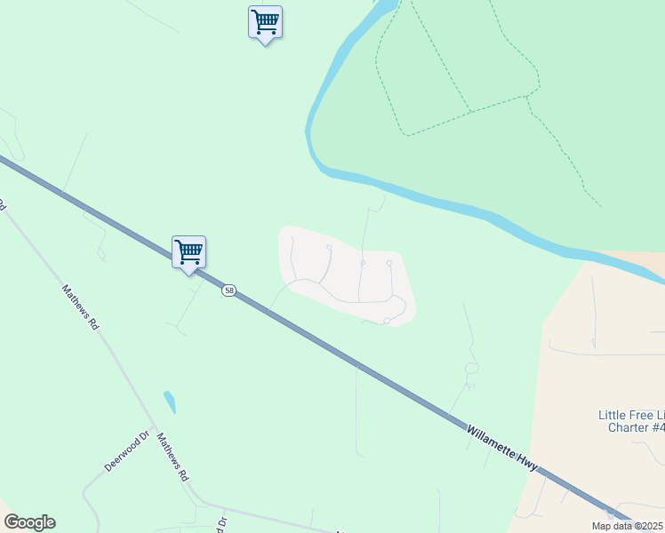 map of restaurants, bars, coffee shops, grocery stores, and more near 85679 Hampstead Lane in Eugene