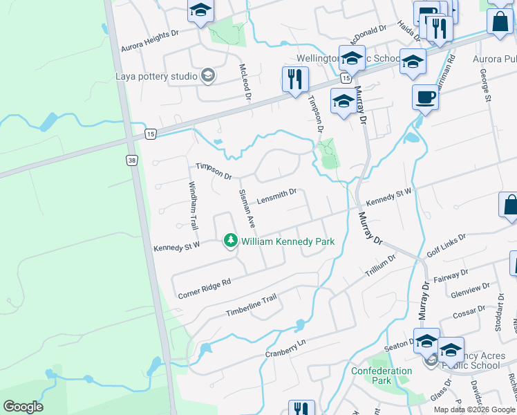 map of restaurants, bars, coffee shops, grocery stores, and more near 54 Sisman Avenue in Aurora