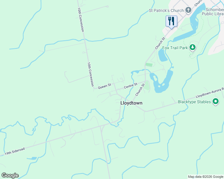 map of restaurants, bars, coffee shops, grocery stores, and more near 80 Centre Street in Schomberg