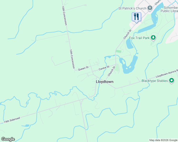 map of restaurants, bars, coffee shops, grocery stores, and more near 80 Centre Street in Schomberg
