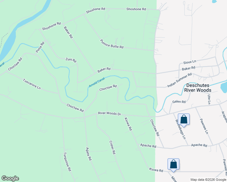 map of restaurants, bars, coffee shops, grocery stores, and more near 19115 Choctaw Road in Bend