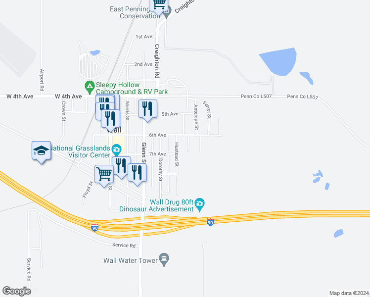 map of restaurants, bars, coffee shops, grocery stores, and more near 698-600 Dorothy Street in Wall