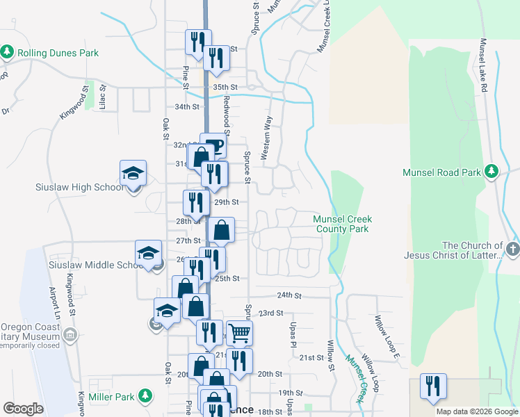 map of restaurants, bars, coffee shops, grocery stores, and more near 930 30th Street in Florence