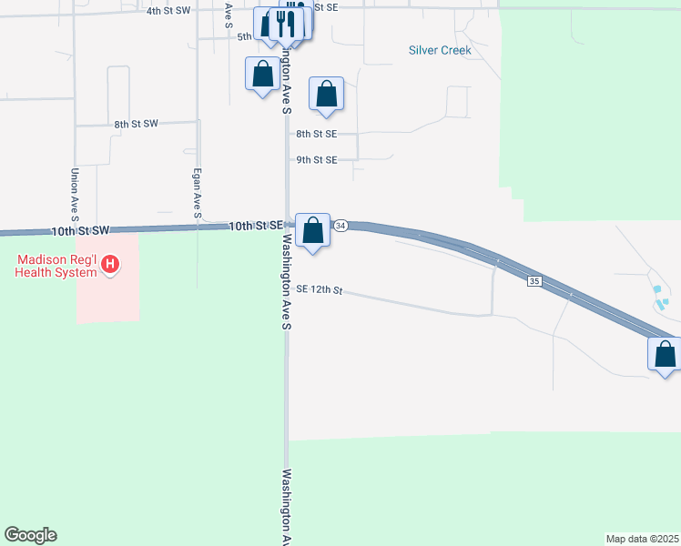 map of restaurants, bars, coffee shops, grocery stores, and more near 432 12th Street Southeast in Madison