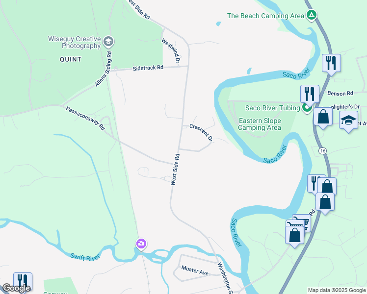 map of restaurants, bars, coffee shops, grocery stores, and more near 10 Crescent Drive in Conway