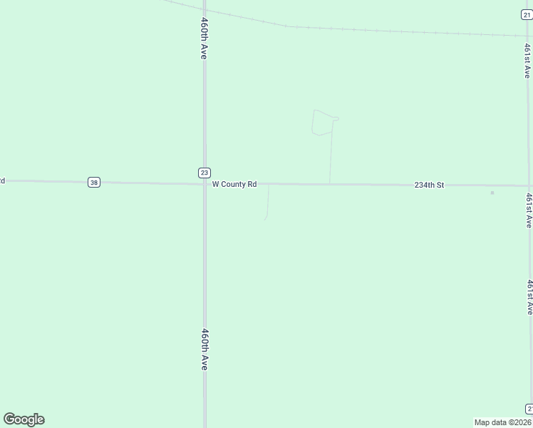 map of restaurants, bars, coffee shops, grocery stores, and more near 46019 234th Street in Wentworth