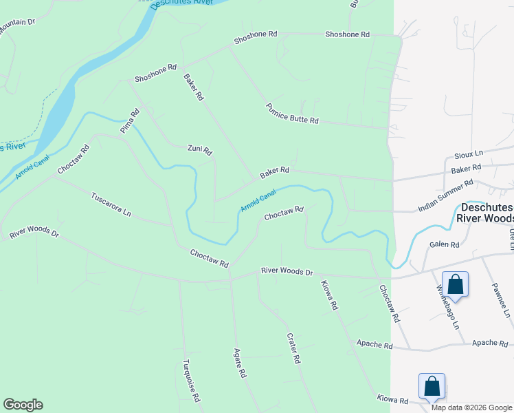 map of restaurants, bars, coffee shops, grocery stores, and more near 19046 Choctaw Road in Bend