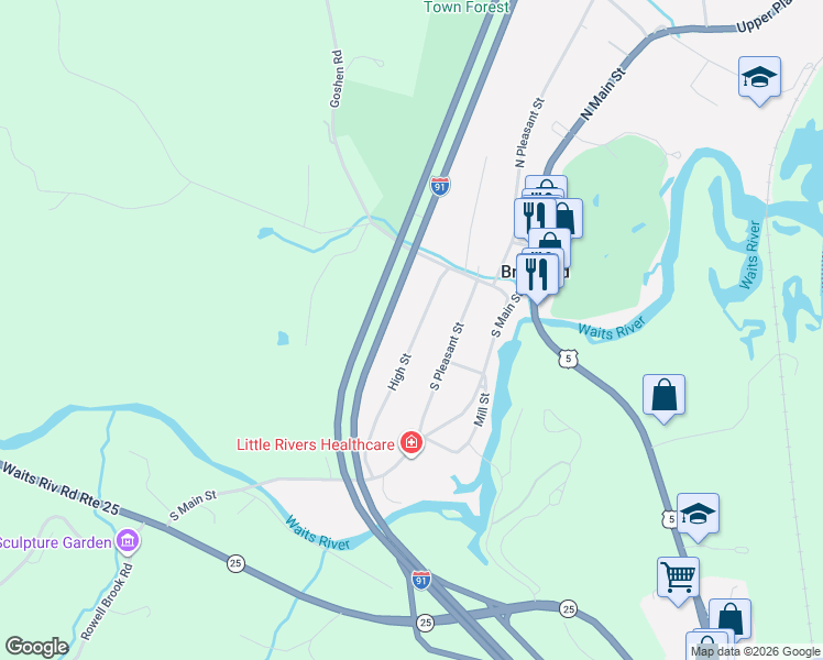 map of restaurants, bars, coffee shops, grocery stores, and more near 108 High Street in Bradford