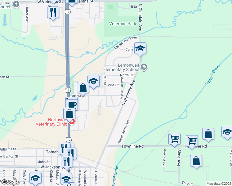 map of restaurants, bars, coffee shops, grocery stores, and more near 428 Arthur Street in Tomah