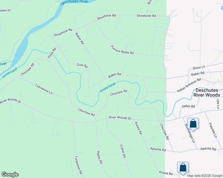 map of restaurants, bars, coffee shops, grocery stores, and more near 19046 Choctaw Road in Bend