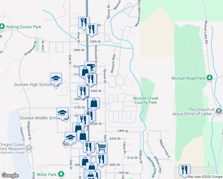 map of restaurants, bars, coffee shops, grocery stores, and more near 930 30th Street in Florence