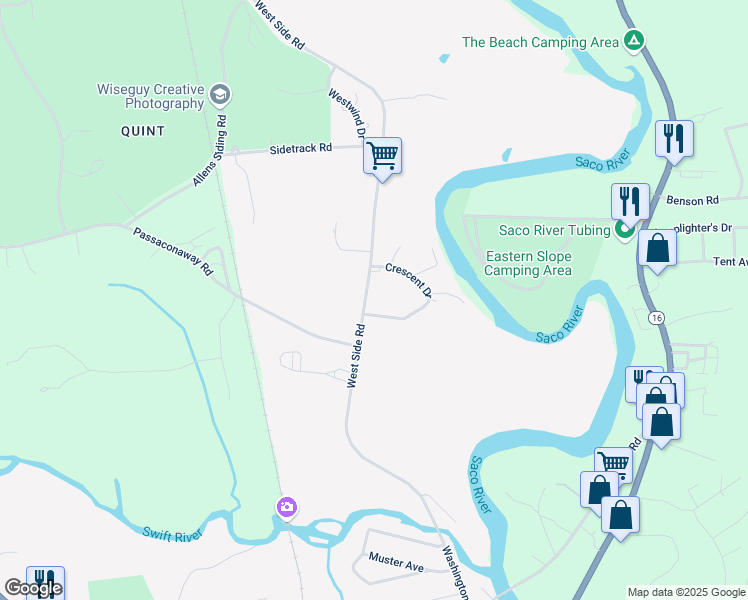 map of restaurants, bars, coffee shops, grocery stores, and more near 10 Crescent Drive in Conway