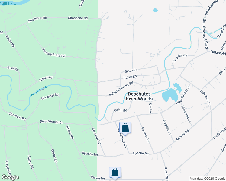 map of restaurants, bars, coffee shops, grocery stores, and more near 19242 Indian Summer Road in Bend