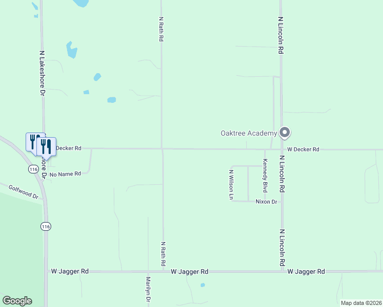map of restaurants, bars, coffee shops, grocery stores, and more near 6683 West Decker Road in Ludington