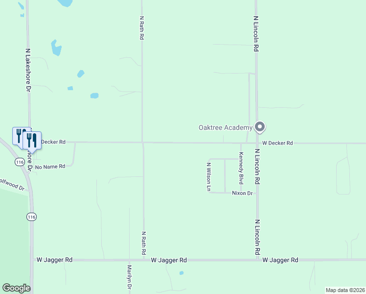 map of restaurants, bars, coffee shops, grocery stores, and more near 6683 West Decker Road in Ludington