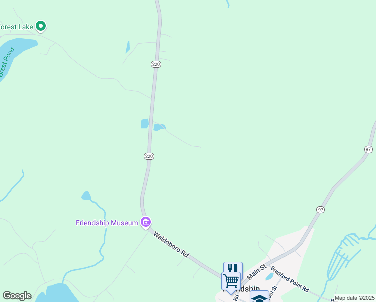 map of restaurants, bars, coffee shops, grocery stores, and more near 39 Simmons Lane in Friendship