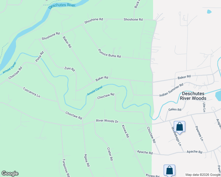 map of restaurants, bars, coffee shops, grocery stores, and more near 19070 Choctaw Road in Bend