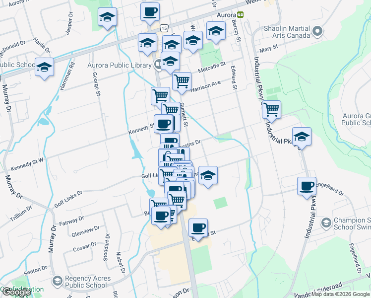 map of restaurants, bars, coffee shops, grocery stores, and more near in Aurora