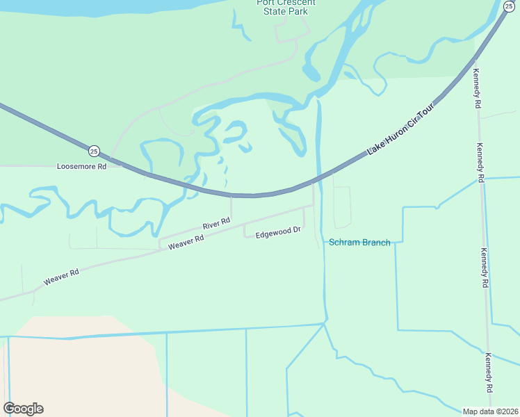 map of restaurants, bars, coffee shops, grocery stores, and more near 2223 Weaver Road in Port Austin
