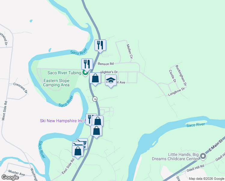 map of restaurants, bars, coffee shops, grocery stores, and more near 53 Technology Lane in Conway