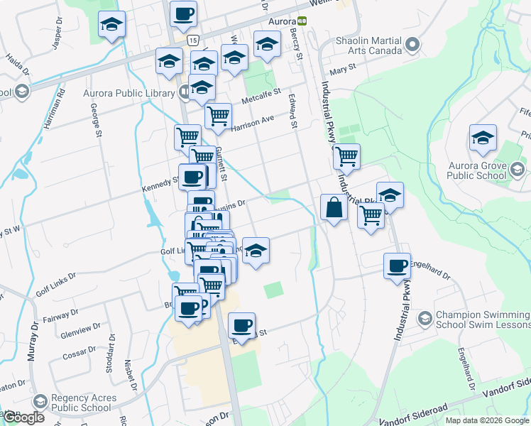 map of restaurants, bars, coffee shops, grocery stores, and more near in Aurora