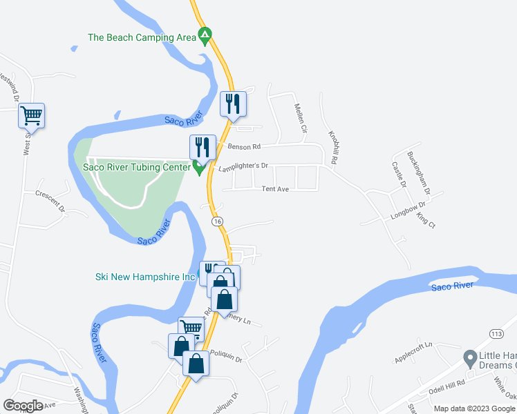 map of restaurants, bars, coffee shops, grocery stores, and more near 53 Technology Lane in Conway