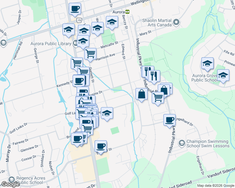 map of restaurants, bars, coffee shops, grocery stores, and more near in Aurora