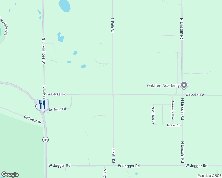 map of restaurants, bars, coffee shops, grocery stores, and more near 2067 North Rath Road in Ludington